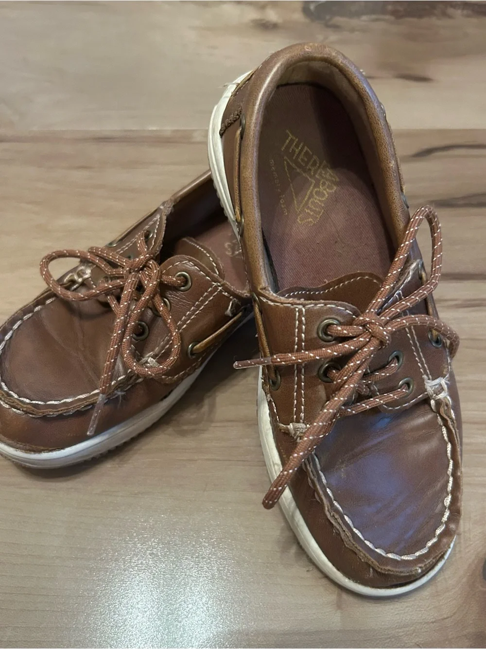 Kids Brown Faux Leather Moccasin Boat Shoes